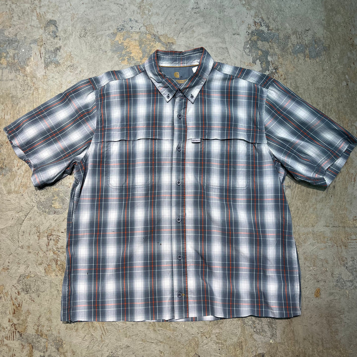 古着 carhartt/カーハート/ボタンダウン半袖シャツ/チェック柄/リメイク/サイズXL