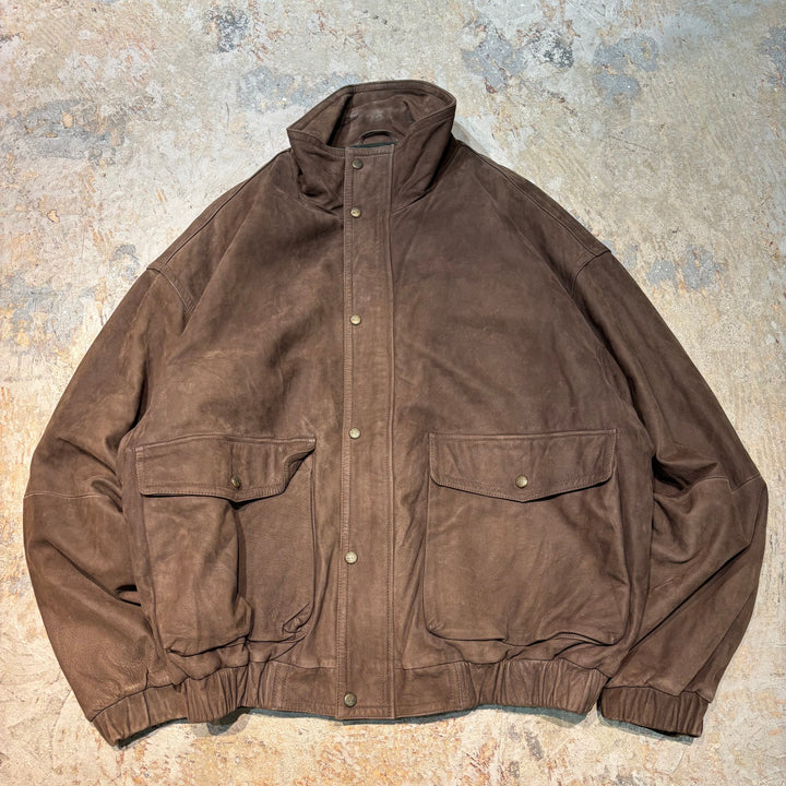古着 90's timberland/ ティンバーランド/ 本革ジップアップレザージャケット牛革/ サイズXL