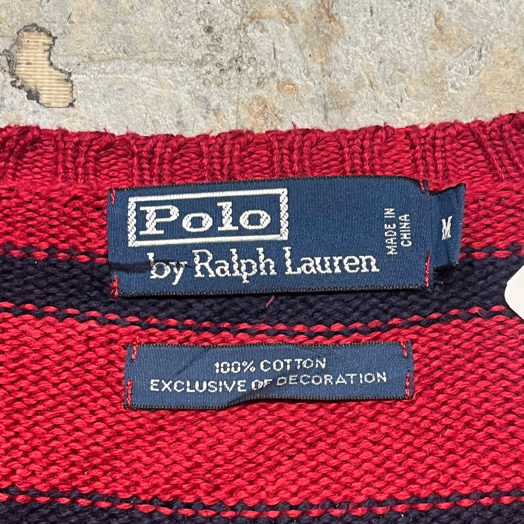 古着 POLO by Ralph Lauren/ ポロラルフローレン/  クルーネックニットセーター/ ボーダー/サイズM