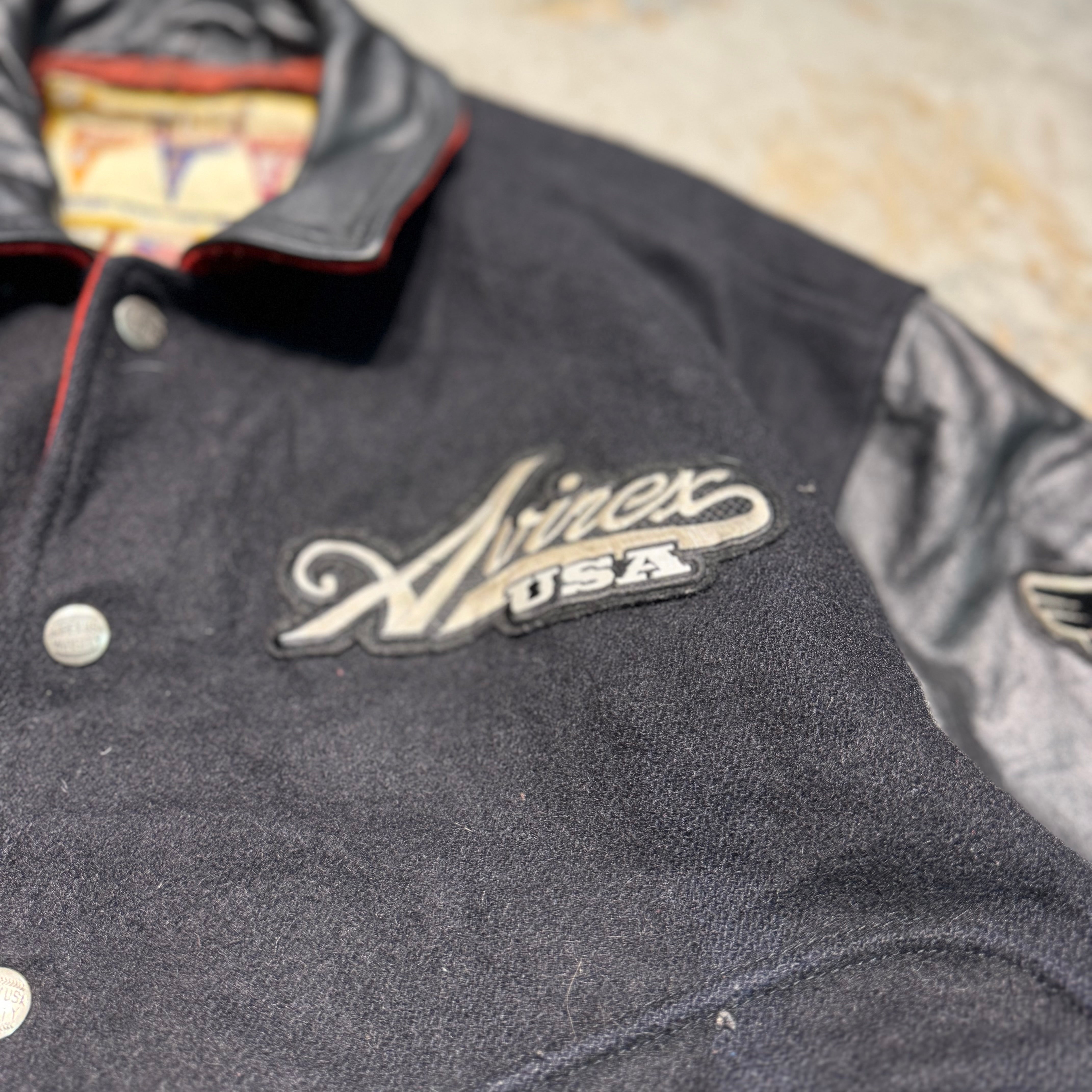 古着 USA製/AVIREX/アヴィレックス/スタジャン/袖レザー/サイズ2X – MUJIN