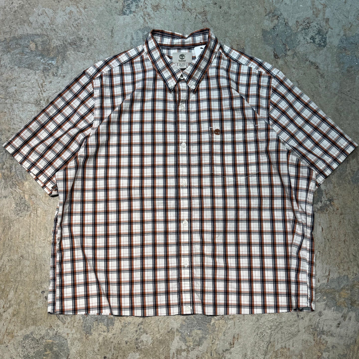 古着 TIMBERLAND/ ティンバーランド/ ボタンダウン半袖シャツ/ チェック柄/ リメイク/ サイズXL