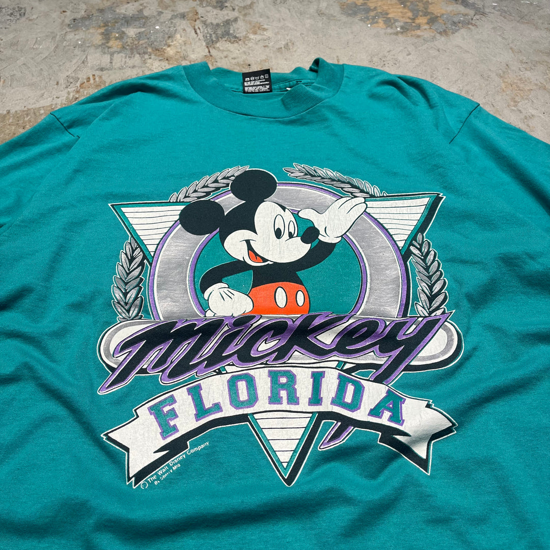 古着 USA製 90's フルーツオブザルームザベスト/ミッキー/ディズニー/ヴィンテージ シングルステッチ Tシャツ/サイズL