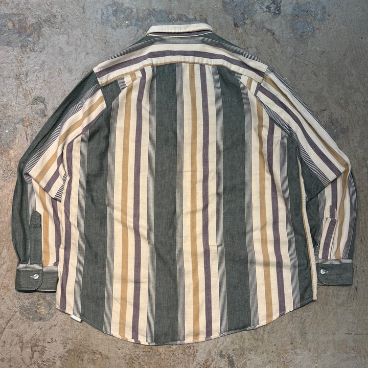 古着 USA製 70's~80's L.L.Bean/ エルエルビーン/ ボタンダウン長袖シャツ/ ストライプ柄/ サイズL