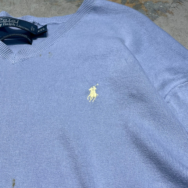 #3698古着/ラルフローレン/POLObyRalphLauren/コットンニット/Cottonknit/Ｖネック/サイズXXL
