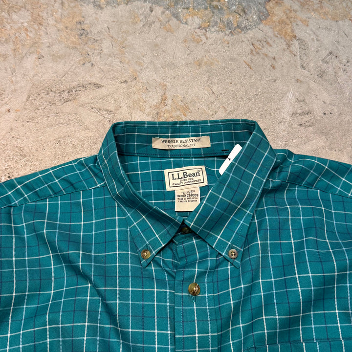 古着 L.L.Bean/ エルエルビーン/  ボタンダウン半袖シャツ/ チェック柄/ サイズL