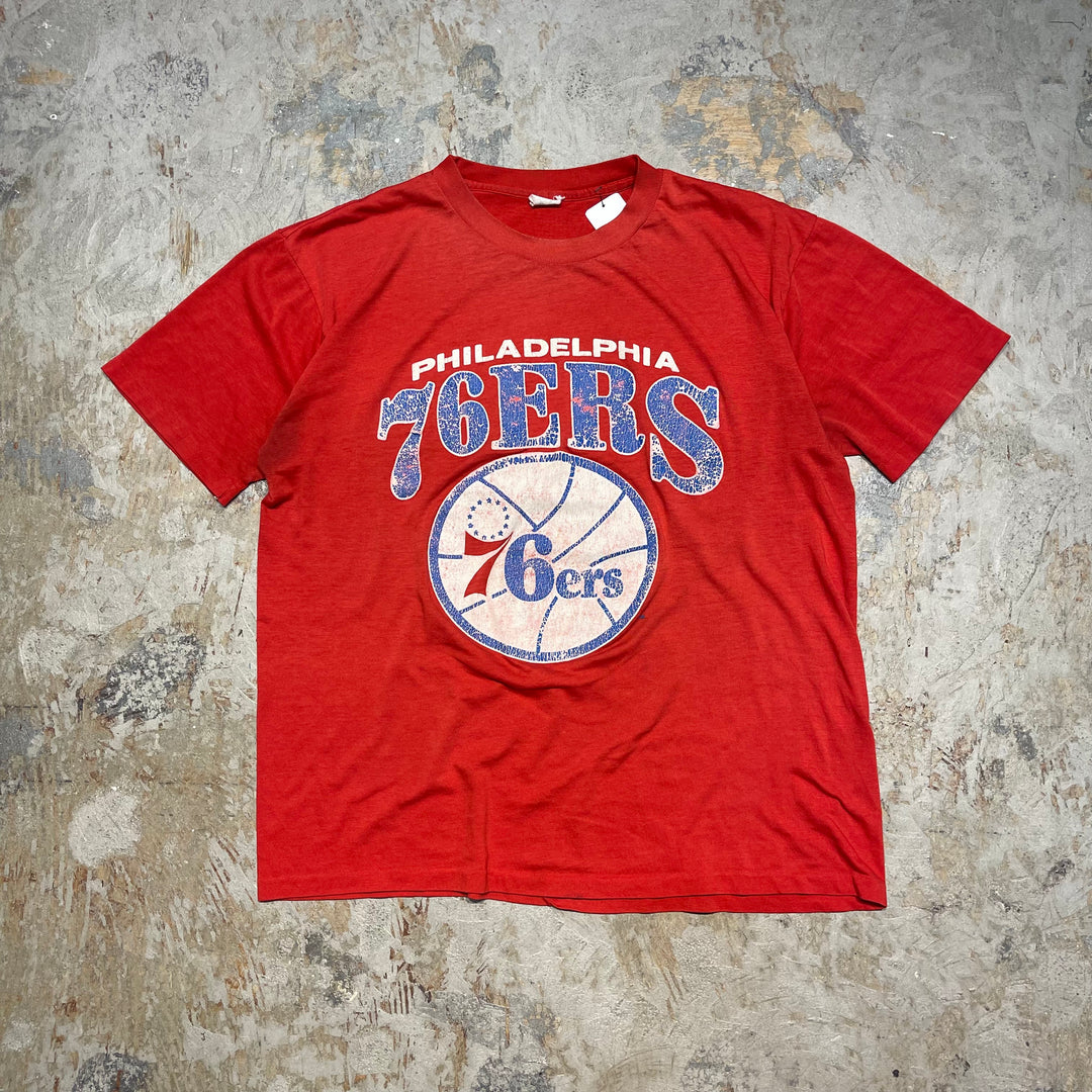 古着 USA製 80's~ NBA / フィラデルフィア・セブンティシクサーズ / ヴィンテージ シングルステッチプリントTシャツ/サイズL
