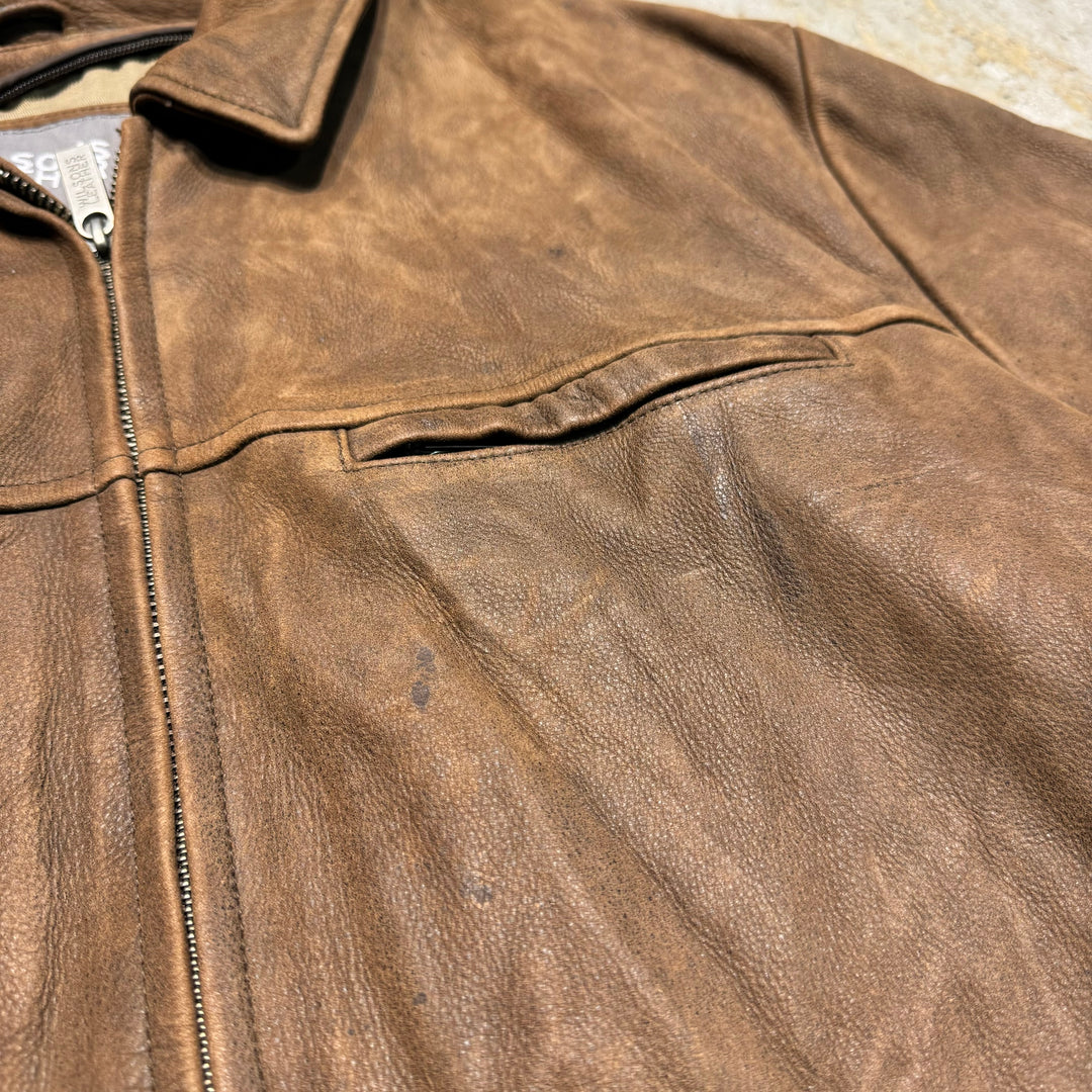 古着 WILSONS LEATHER/ ウィルソンズレザー/ 本革ジップアップレザージャケット/ 牛革/ サイズXL