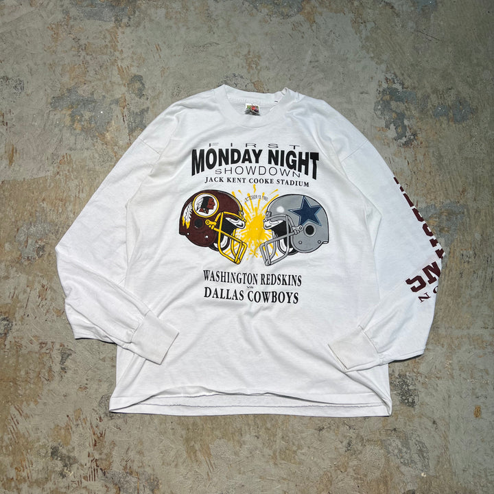古着 USA製 90's NFL / ワシントン･レッドスキンズ vs ダラス・カウボーイズ / FIRST MONDAY NIGHT SHOWDOWN / ジャック･ケント･クッキー･スタジアム / 1997年10月13日開催 /ヴィンテージ シングルステッチ ロングTシャツ/サイズXL