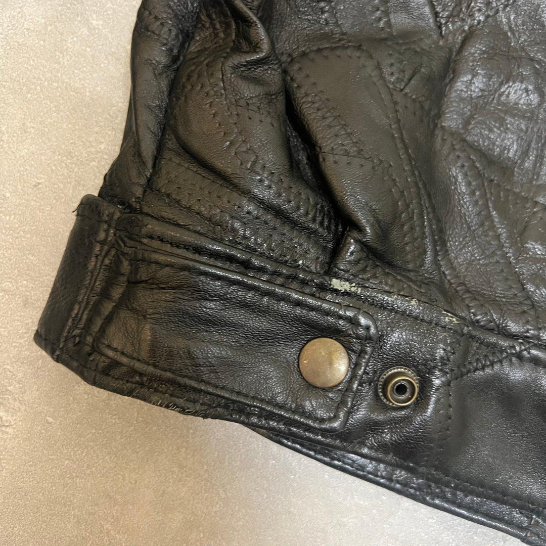 #1856 Unknow 古着/Leather jacket/フロントボタンレザージャケット/サイズXXL