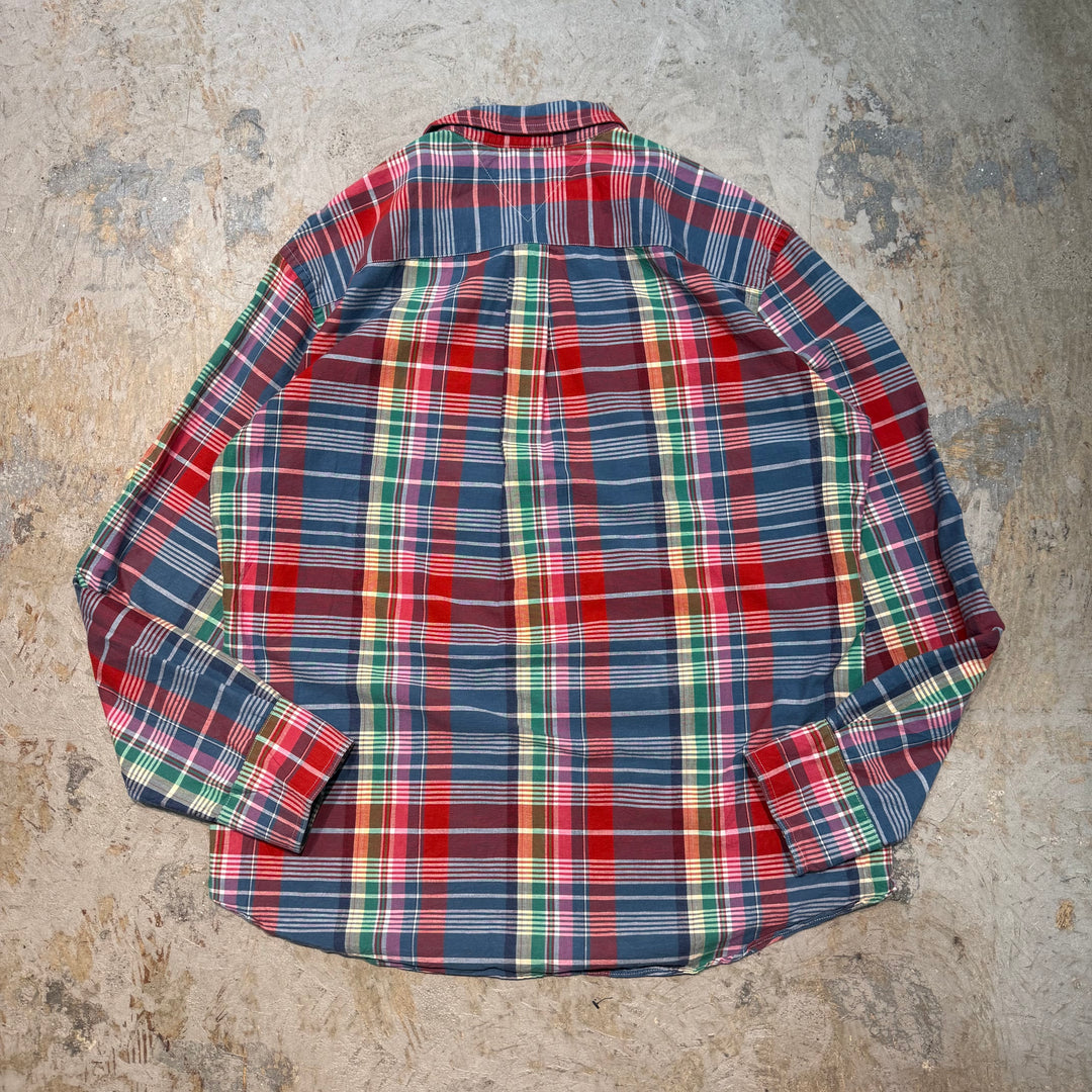 古着 TOMMY HILFIGER/ トミーヒルフィガー/ ボタンダウン長袖シャツ/ チェック柄/ サイズXL