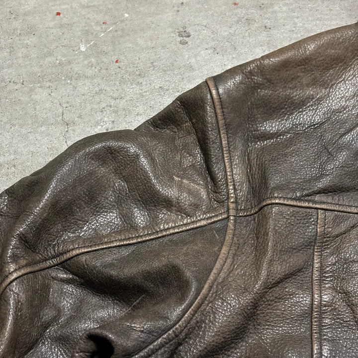 古着 Eddie bauer/ エディバウアー/ ジップアップレザージャケット/ サイズL