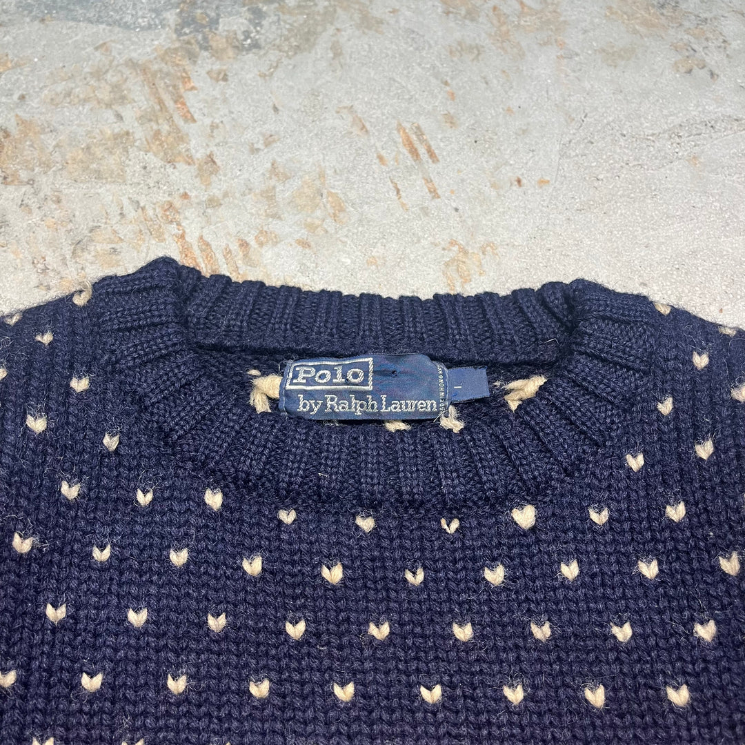 #3151 古着/Unknow/Ralph Lauren/ラルフローレン/wool Knit/バーズアイ　スキーニット/サイズXL相当