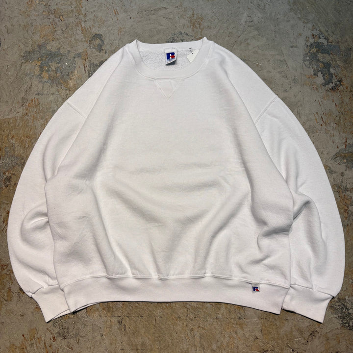 古着 90's〜 RUSSELL ATHLETIC/ ラッセルアスレチック/ ブランククルーネックスウェット/ 無地/ 前Vガゼット/ サイズXL