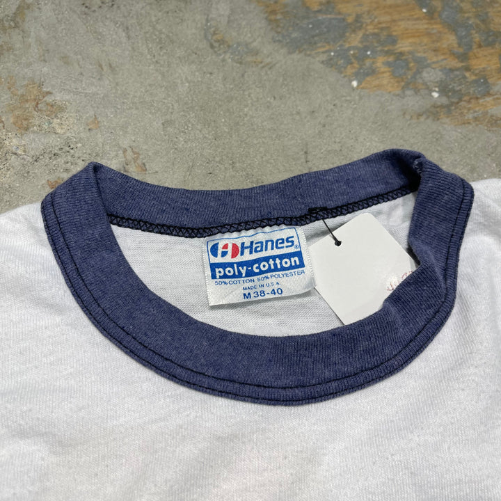 #4479 古着 80's~ Hanes/ヘインズ/short sleeve Ringer t-shirt Tee/半袖リンガーTシャツ/MADE IN USA/企業系/サイズM
