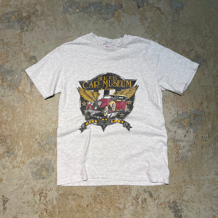 #4597 古着 90's HANES/ヘインズ/short sleeve print t-shirt Tee/半袖プリントTシャツ/シングルステッチ/st.LOUIS CAR MUSEUM/サイズM