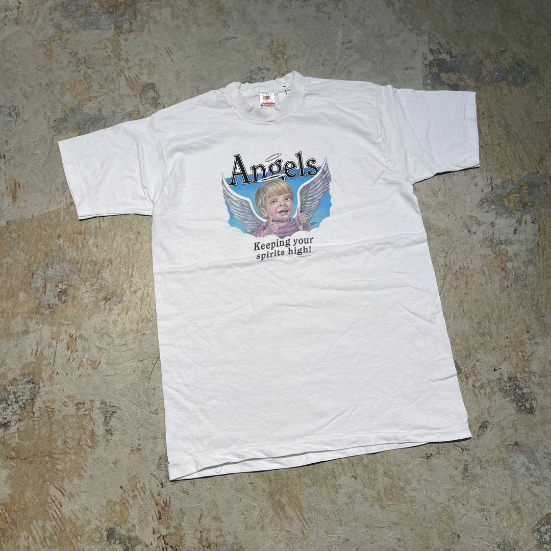#4843 古着 90's FRUIT OF THE LOOM/気持ちを高めていきましょう！/翼を手に入れた/USA製/企業系/Tシャツ/ヴィンテージ/シングルステッチ/サイズL