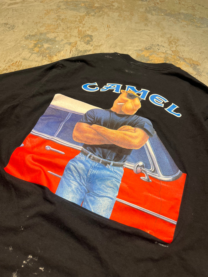 #MA136 古着 93's CAMEL/キャメル/タバコ/ヴィンテージ シングルステッチ Tシャツ/サイズL