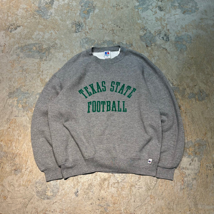 古着 USA製 80's~ RUSSELL ATHLETIC/ラッセルアスレチック / クルーネックスウェット/ カレッジロゴ/テキサス州フットボールチーム/ 前Vガゼット/ サイズXL