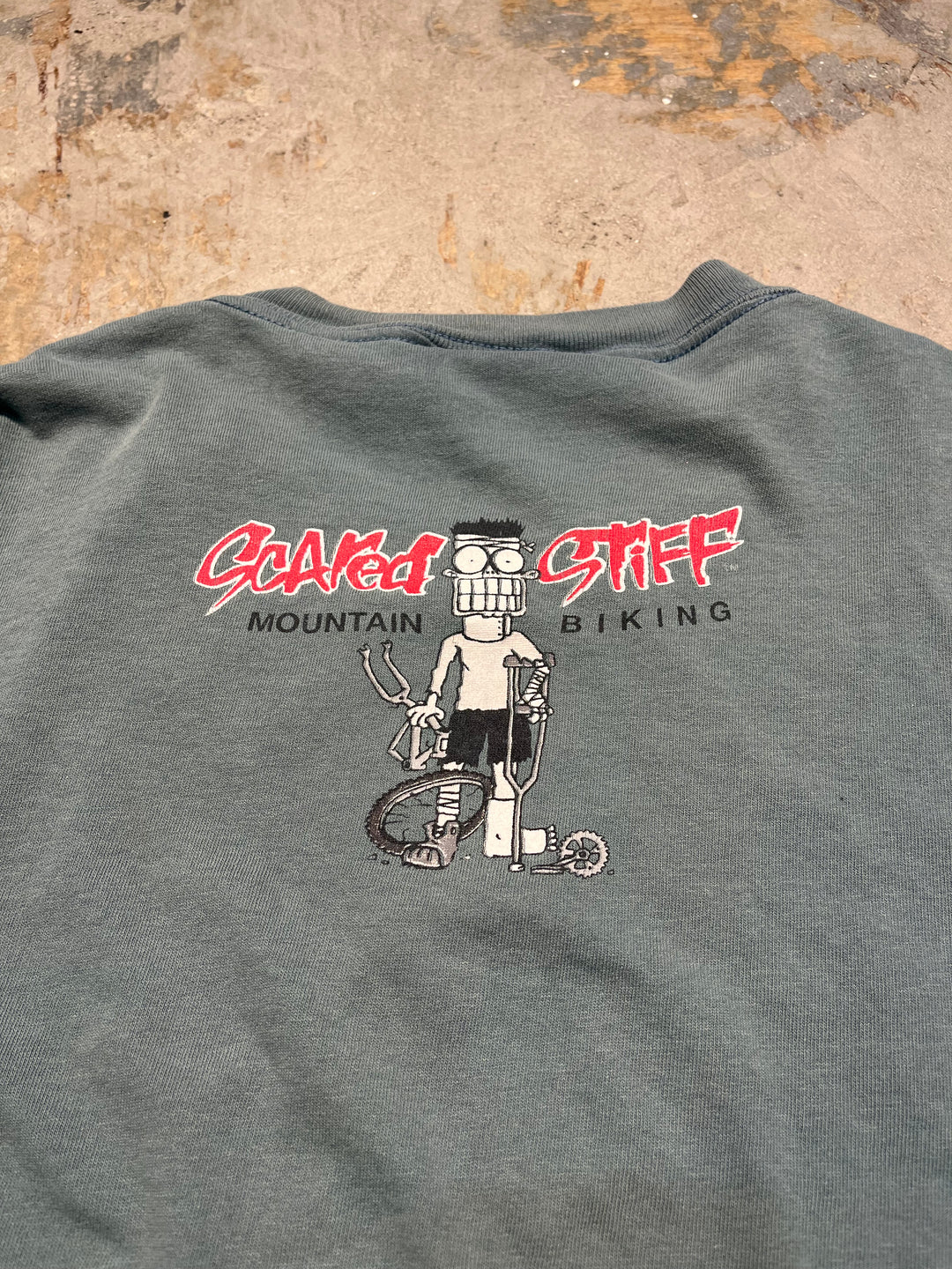 #MA113 古着 USA製 95's SCARED STIFF mountain biking/怖いマウンテンバイク/ヴィンテージ シングルステッチ Tシャツ/サイズXL