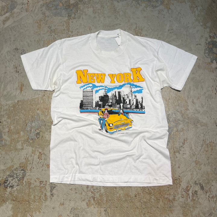 #4471 古着 88's Vintage/short sleeve Print t-shirt Tee/半袖プリントTシャツ/NEW YORK/シングルステッチ/サイズL-XL相当