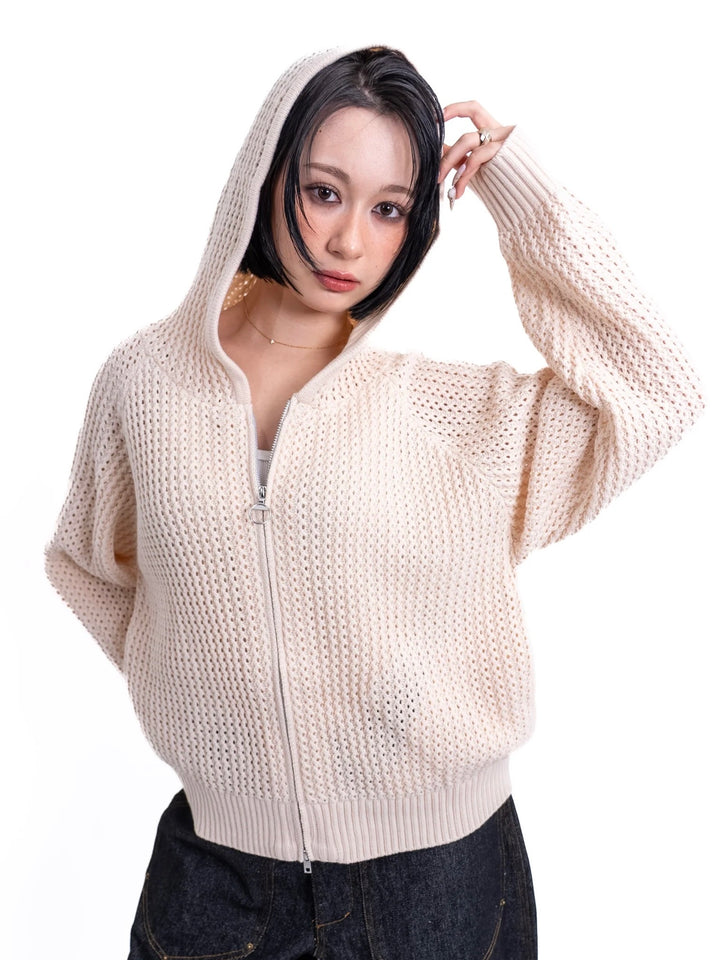 Mesh knit zip hoodie/
メッシュニットジップフーディー