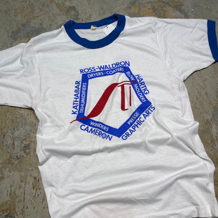 #4487 古着 80's screen stars/スクリーンスターズ/short sleeve Ringer t-shirt Tee/半袖リンガーTシャツ/MADE IN USA/企業系/サイズL