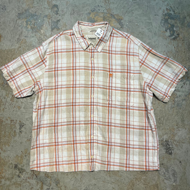 古着 timberland/ ティンバーランド/ 半袖シャツ/ チェック柄/ リメイク/サイズXXL