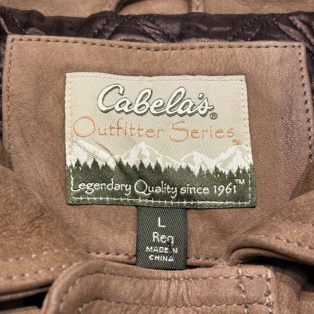 古着 90's cabelas/カベラス/ 本革ジップアップレザージャケット/ ハーフコート/ 裏地キルティング/ 牛革/ サイズL