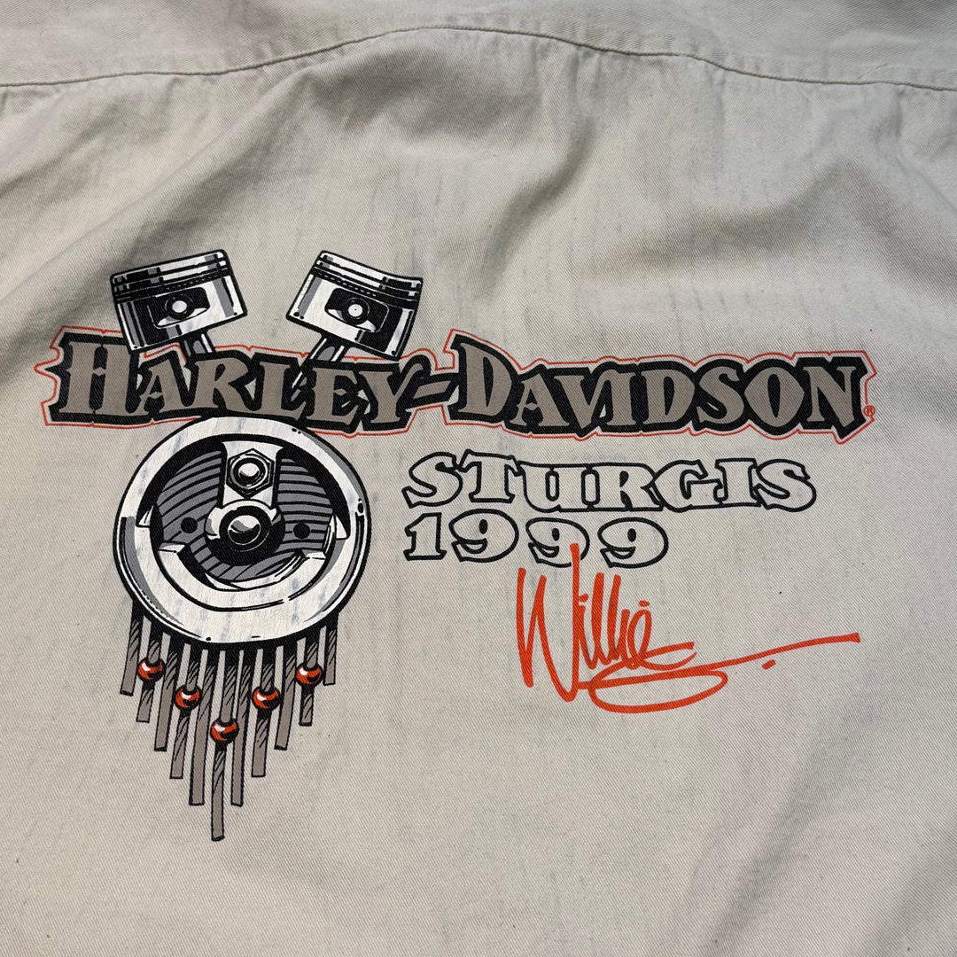 古着 USA製 Harley-Davldson/ ハーレーダビットソン/ ボタンダウン半袖シャツ/サイズM