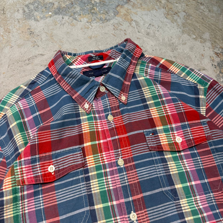 古着 TOMMY HILFIGER/ トミーヒルフィガー/ ボタンダウン長袖シャツ/ チェック柄/ サイズXL