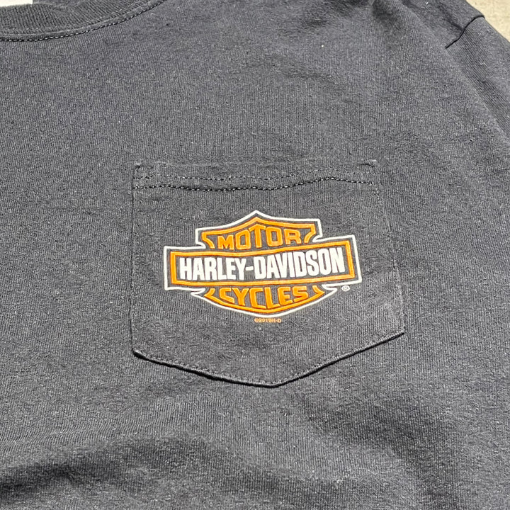 #4558 古着 19's Harley-Davidson/ハーレーダビッドソン/long sleeve print t-shirt Tee/長袖プリントTシャツ/サイズL