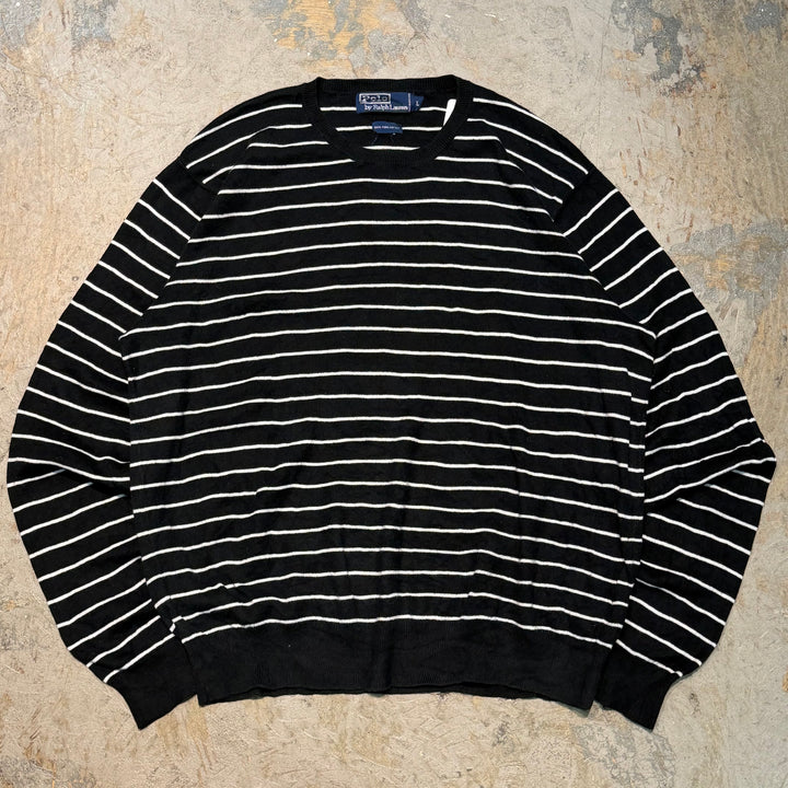 古着 90's~ POLO by Ralph Lauren/ ポロラルフローレン/ クルーネックニットセーター/ ボーダー/サイズL