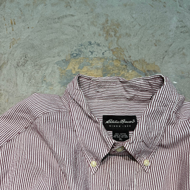 古着 EDDIE BAUER/ エディバウアー/ ストライプ柄/ ボタンダウン半袖シャツ/サイズXL