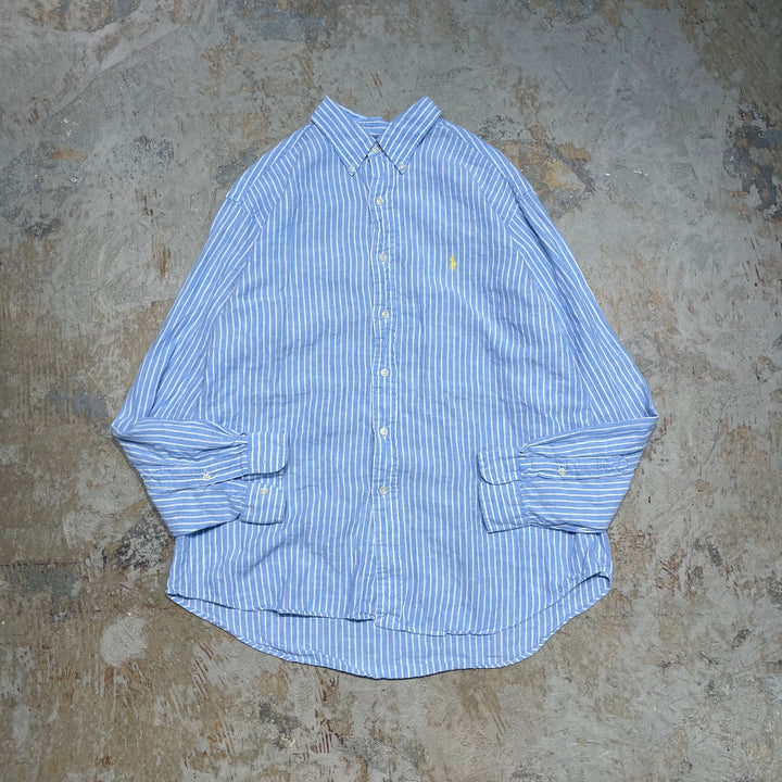 #4329 Ralph Lauren/ラルフローレン L/S B.D Shirts/ボタンダウンシャツ/CLASSIC FIT/ストライプ柄/サイズXL