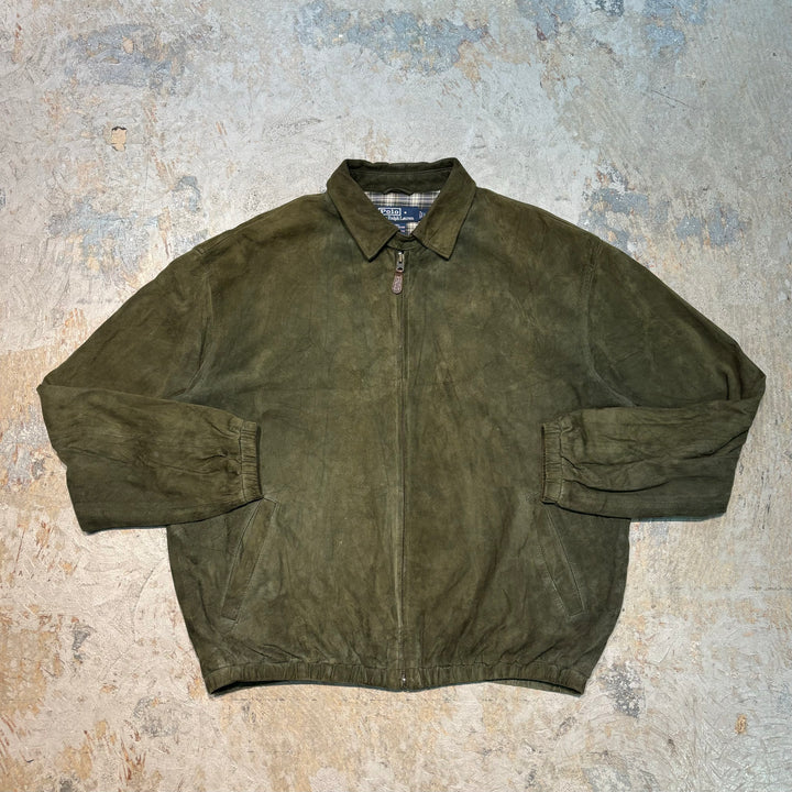 古着 90's~ POLO by Ralph Lauren/ ポロラルフローレン/ スウィングトップジャケット/ スウェード/ ヌバック/ サイズL