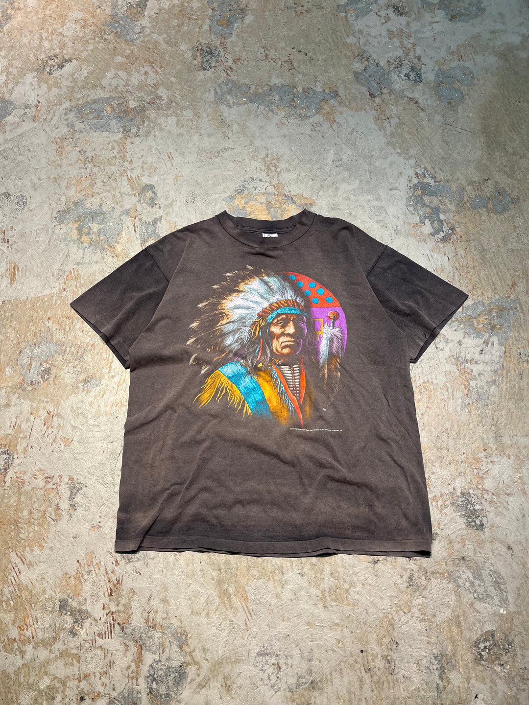 #MA134 古着 USA製 93's DELTA/デルタ/インディアン/サンフェード/ヴィンテージ シングルステッチ Tシャツ/サイズL