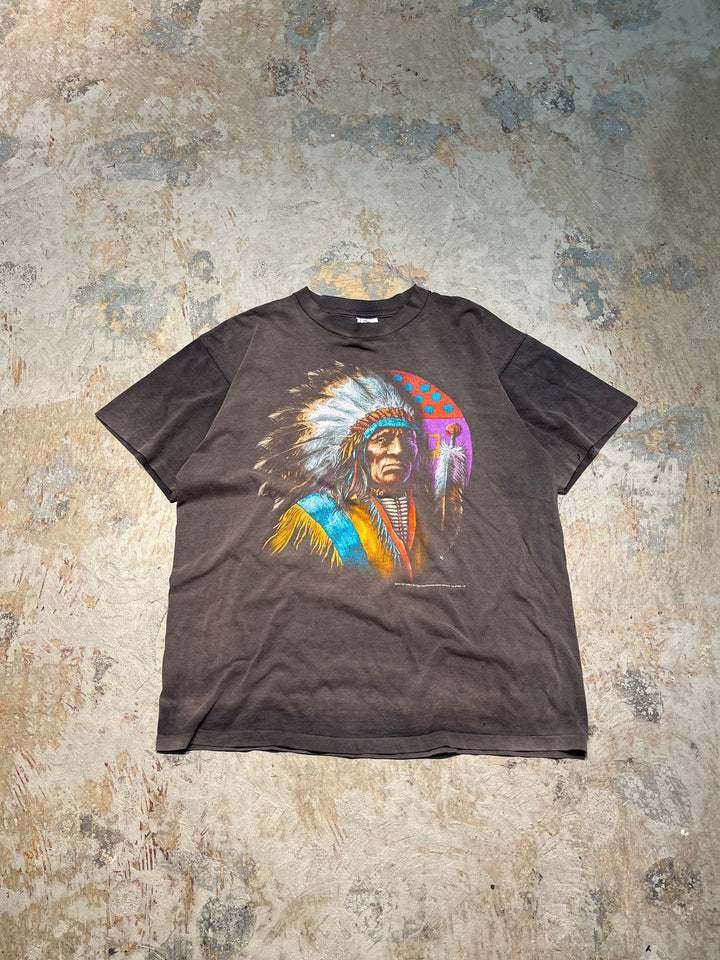 #MA134 古着 USA製 93's DELTA/デルタ/インディアン/サンフェード/ヴィンテージ シングルステッチ Tシャツ/サイズL