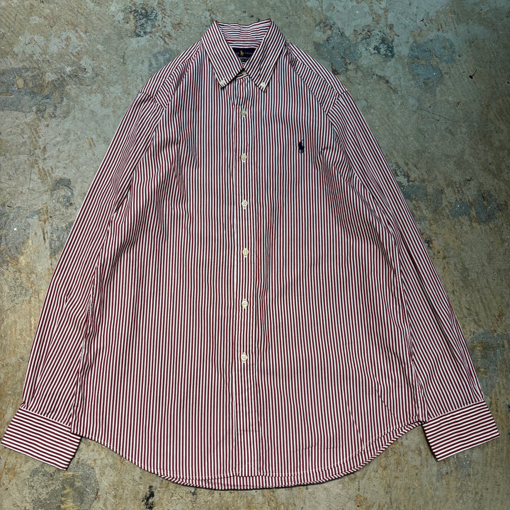 古着 POLO by Ralph Lauren/ ラルフ ローレン/ ボタンダウン長袖シャツ/ ストライプ柄/ サイズM