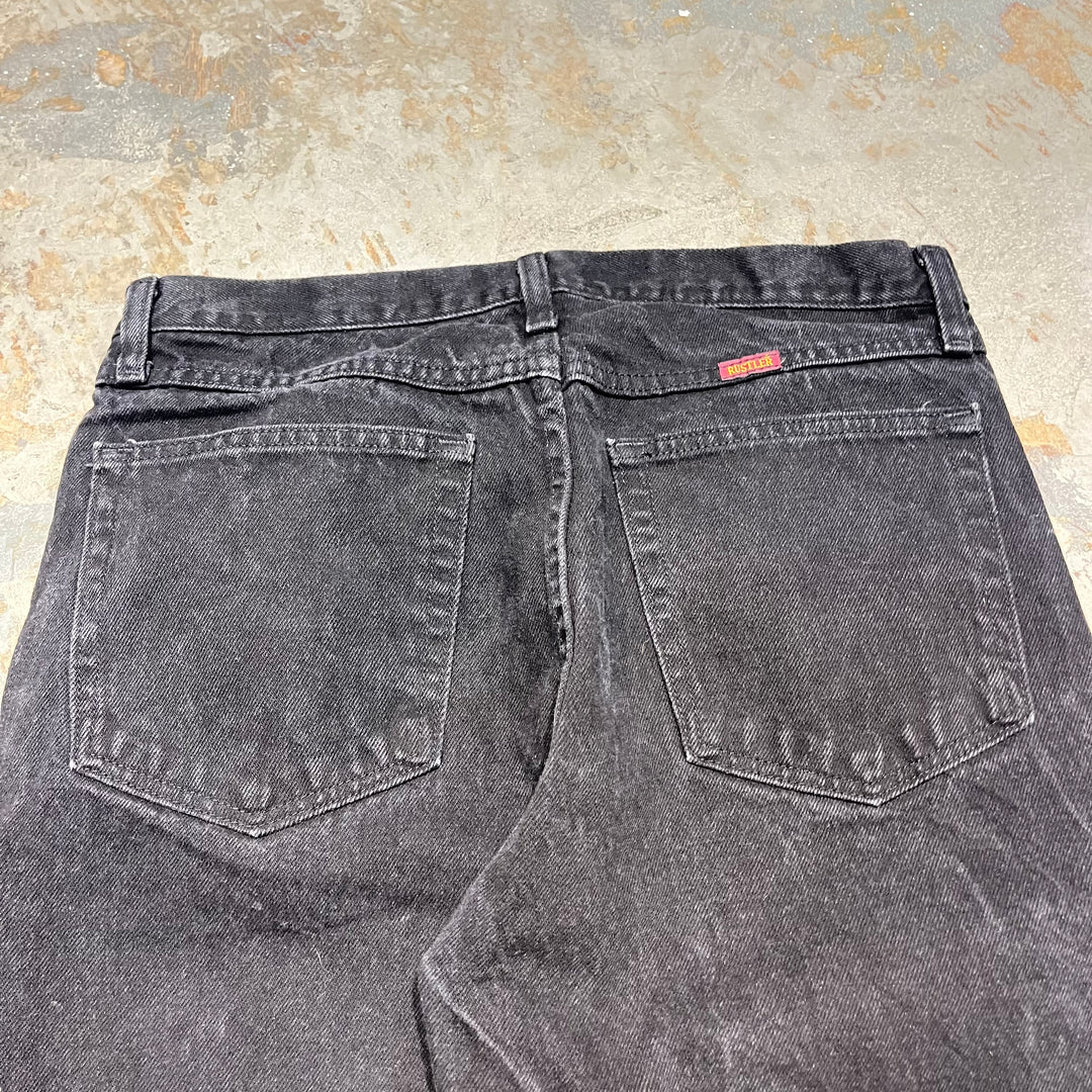 #4201 古着 RUSTLER/ラスラー/Black Denim Pants/ブラックデニムパンツ/ストレートパンツ/サイズ33×30