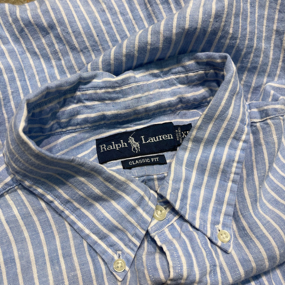 #4329 Ralph Lauren/ラルフローレン L/S B.D Shirts/ボタンダウンシャツ/CLASSIC FIT/ストライプ柄/サイズXL