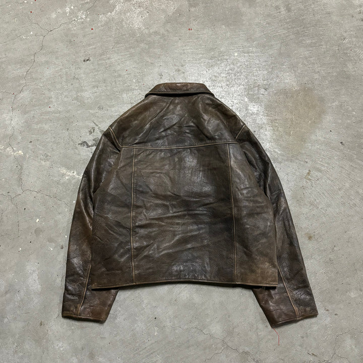 古着 Eddie bauer/ エディバウアー/ ジップアップレザージャケット/ サイズL