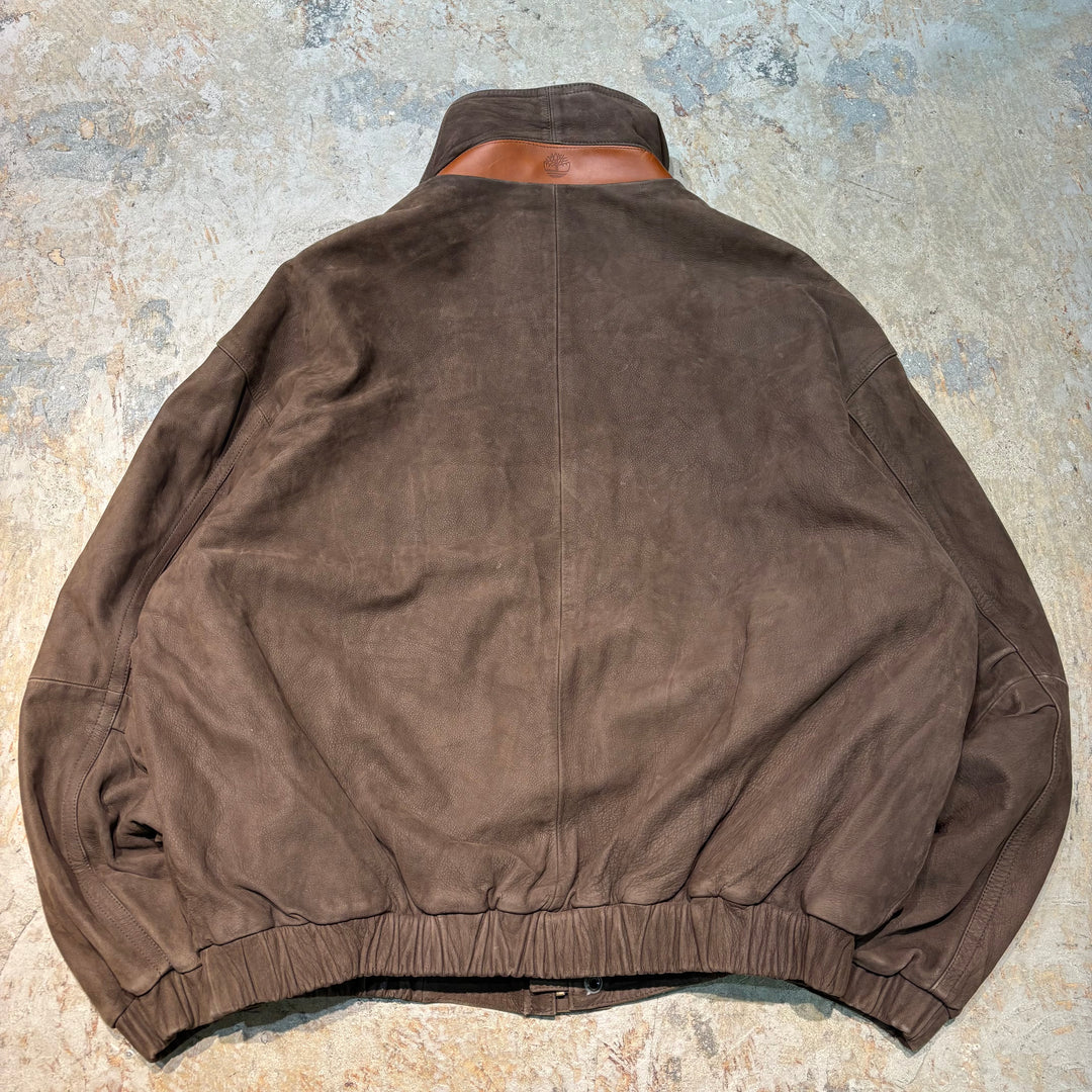古着 90's timberland/ ティンバーランド/ 本革ジップアップレザージャケット牛革/ サイズXL