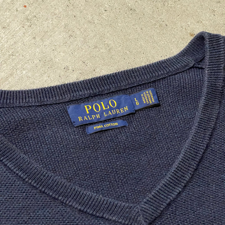 #3704古着 POLO by Ralph Lauren/ラルフローレン /PIMA Cotton knit V Neck Sweatrer/ピマコットンニット Ｖネックセーター/サイズL