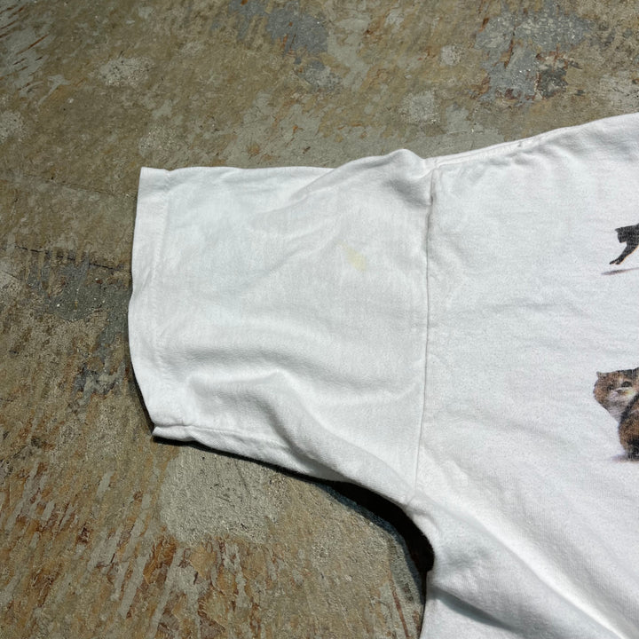#4714 古着 USAvintage 猫プリント/ヴィンテージ シングルステッチ Tシャツ/サイズL相当