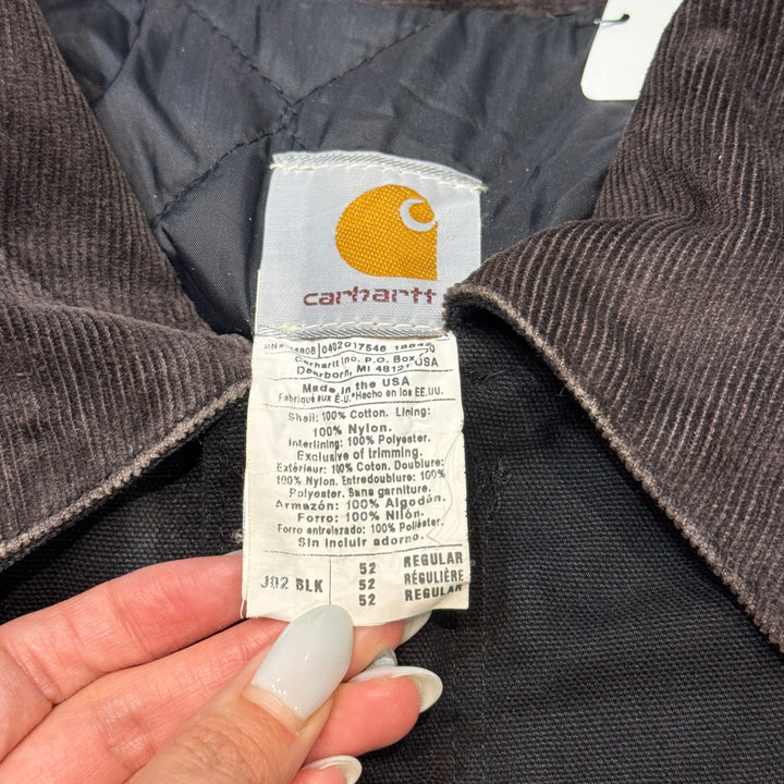 古着 USA製 Carhartt/ カーハート/ トラディショナルジャケット/ ダック地/ 裏地キルティング/ 襟コーデュロイ/ サイズXXXL相当
