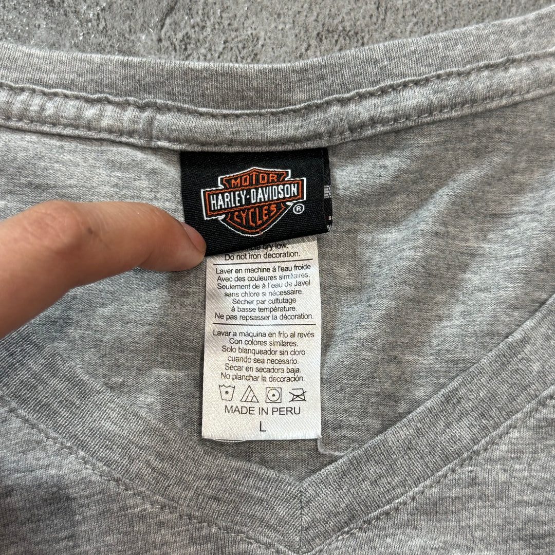 古着 Harley-Davidson ハーレーダビッドソン プリントTシャツ レディース Y2K Vネック サイズL