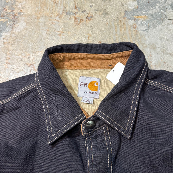 古着 Carhartt/ カーハート/ キャンバス シャツジャケット/ 企業ロゴ/ サイズL