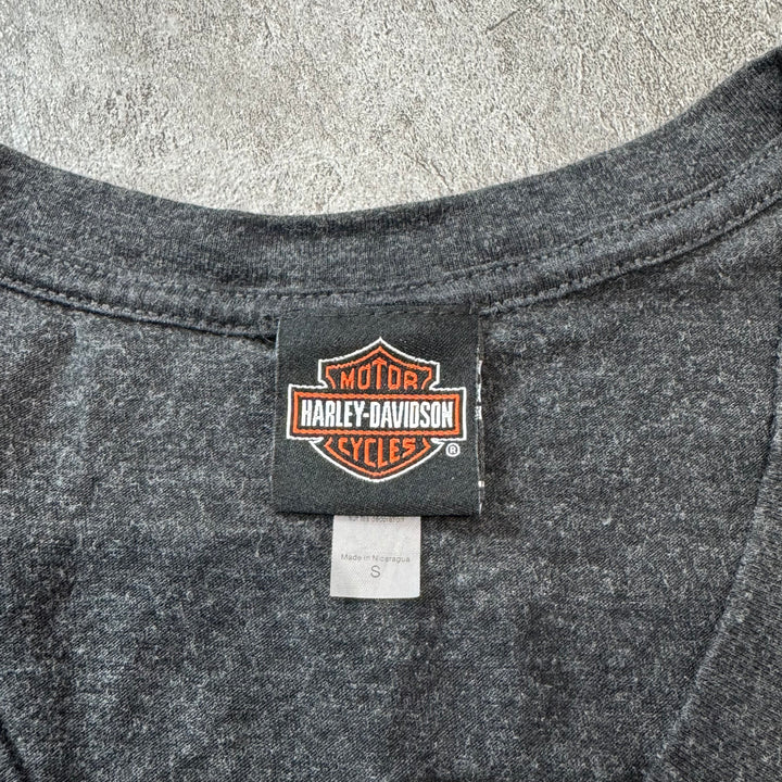 古着 Harley-Davidson ハーレーダビッドソン プリントTシャツ レディース Y2K Vネック サイズS