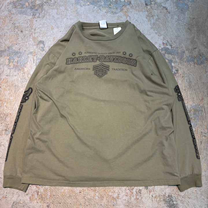 古着 USA製 Harley-Davidson/ハーレーダビッドソン/ プリントロングスリーブTシャツ/ サイズXXL