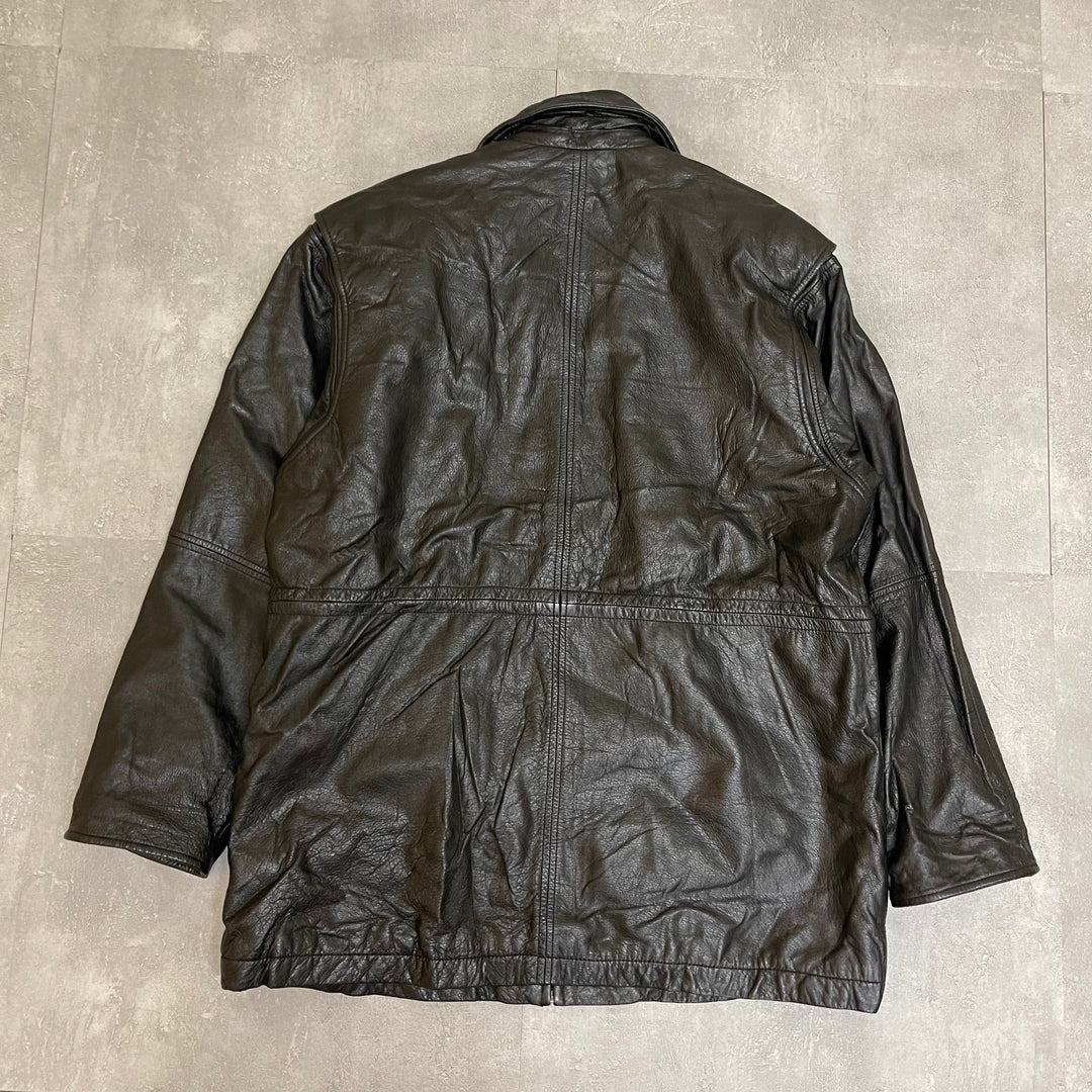 #1846 Unknow 古着/Leather jacket/フルジップレザージャケット/サイズＬ